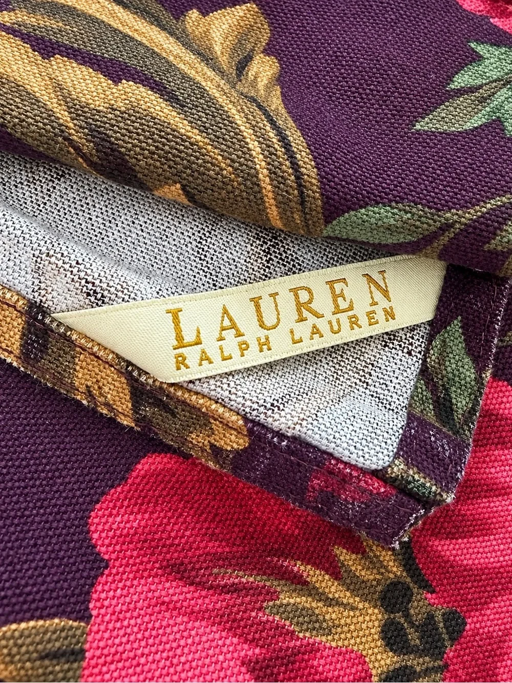 Lauren Ralph Lauren Burgundy and Gold Floral Jacquard Tablecloth and napkins